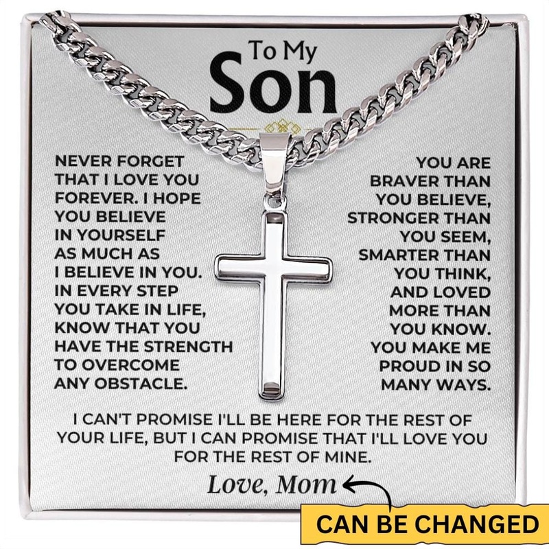 To My Son – Cuban Link – Artisan Cross – Gift Set – SS542S