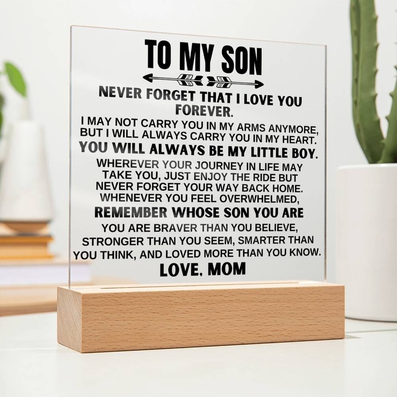 To My Son – Love Mom – LED-Lit Acrylic Plaque – AC24