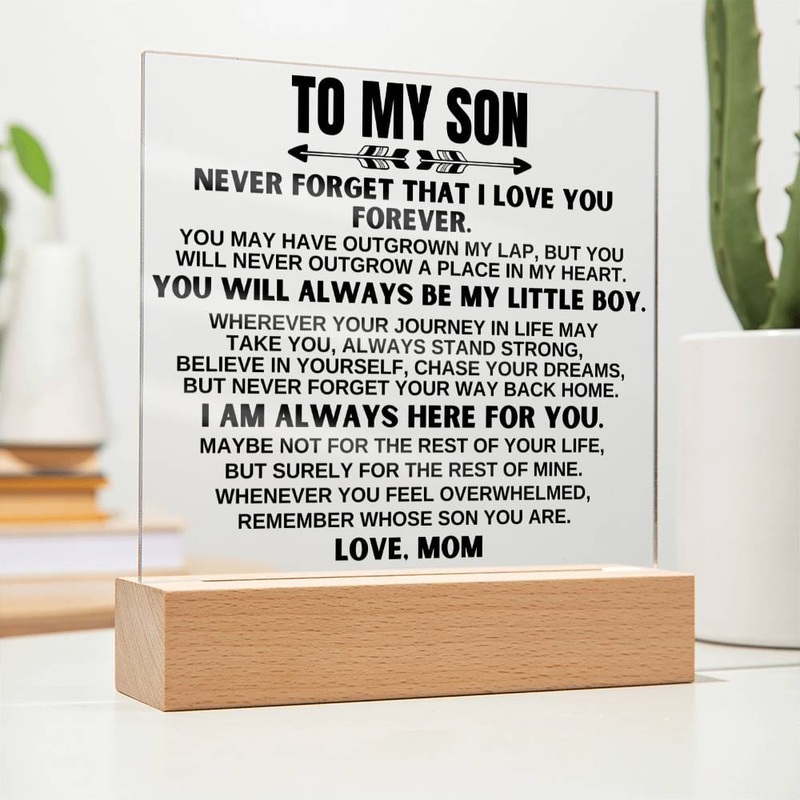 To My Son – Love Mom – LED-Lit Acrylic Plaque – AC25