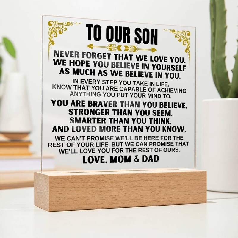To Our Son – Love Mom & Dad – LED-Lit Acrylic Plaque – AC27MD