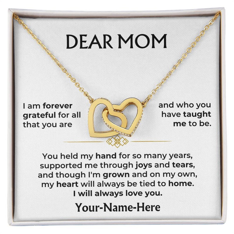 Dear Mom – 18k Yellow Gold Interlocked-Hearts Necklace Gift Set – SS587