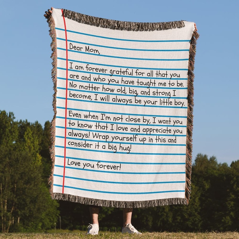 Dear Mom – From Son – 100% Cotton Weave Blanket – Giant Love Letter – WB03