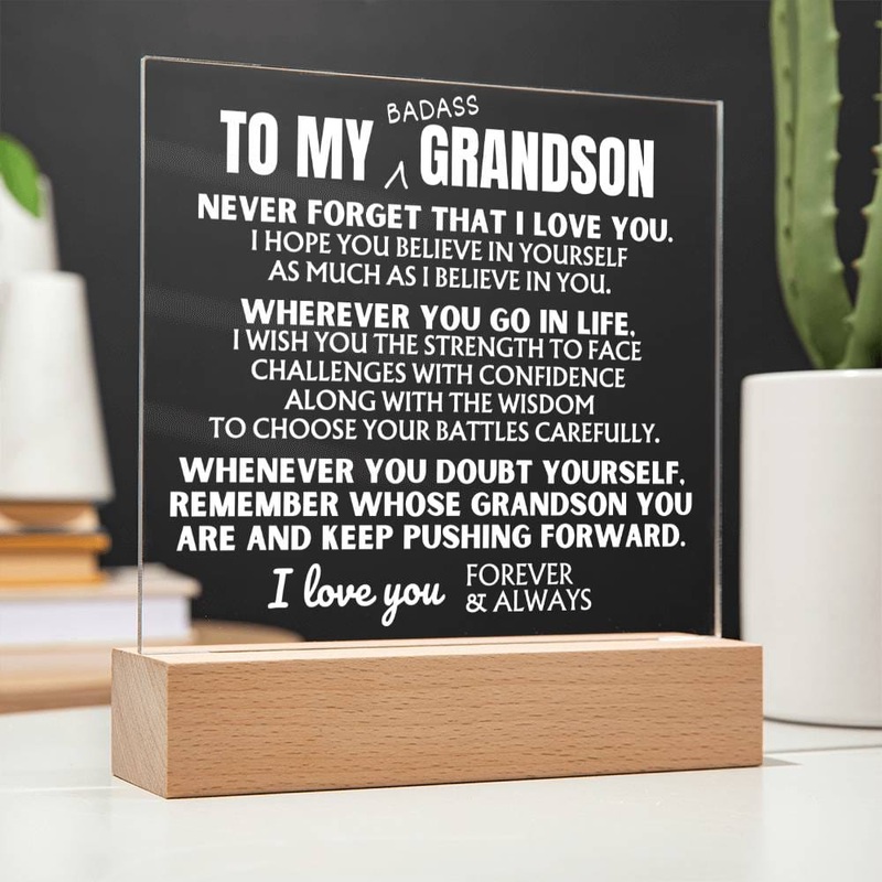 To My Bad*ss Grandson – Keep Pushing Forward – Acrylic Lamp  – AC43