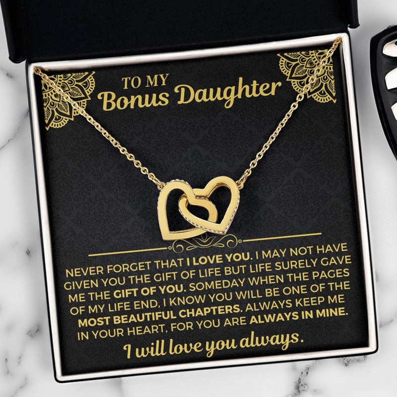 To My Bonus Daughter – Forever Interlocked Hearts Gift Set – SS558