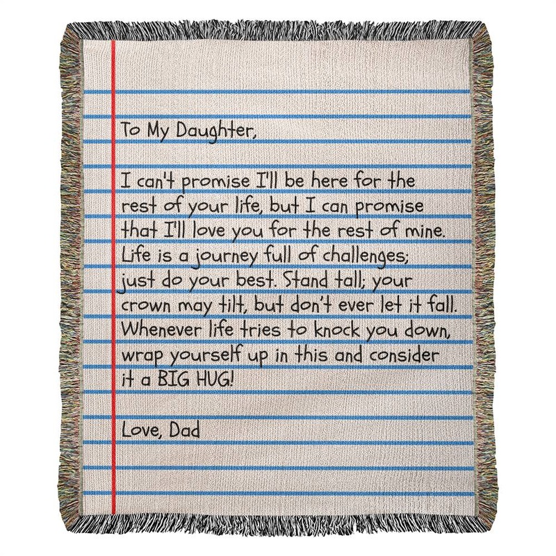 To My Daughter – Love Dad – Giant Love Note – Premium Woven Blanket – WB02