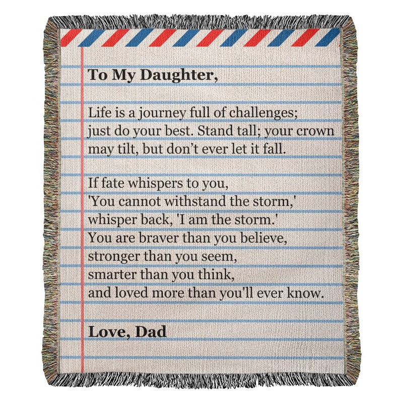 To My Daughter – Love Dad – Giant Love Note – Premium Woven Blanket – WB04