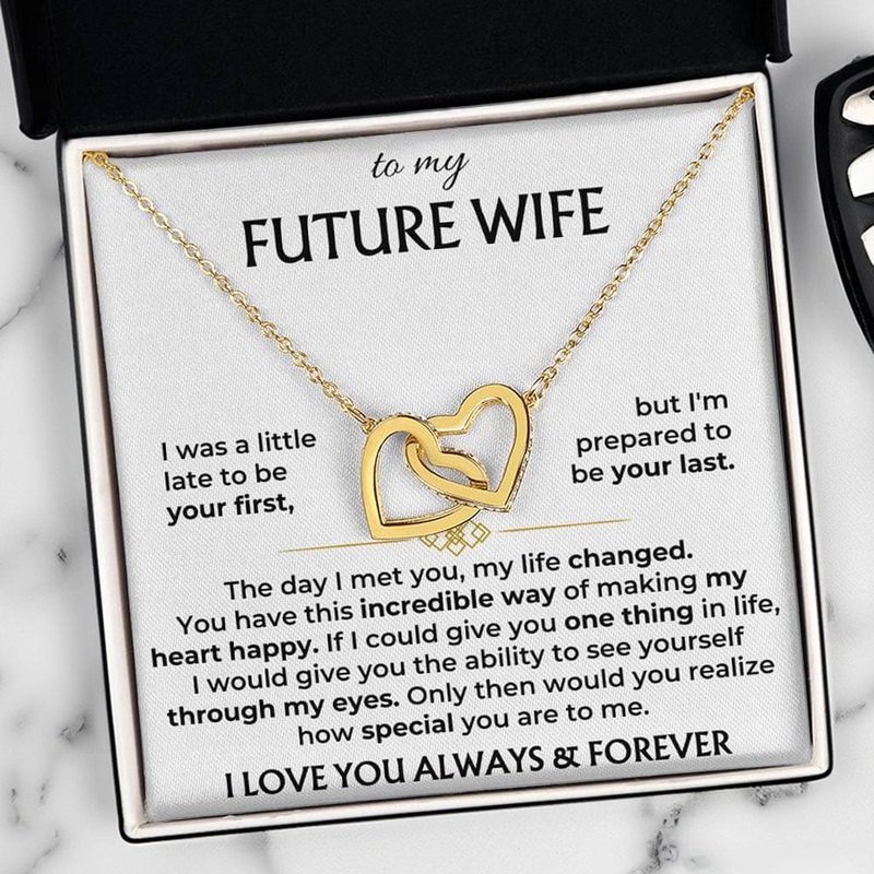 To My Future Wife – 18k Interlocked-Hearts Necklace Gift Set – SS503V2
