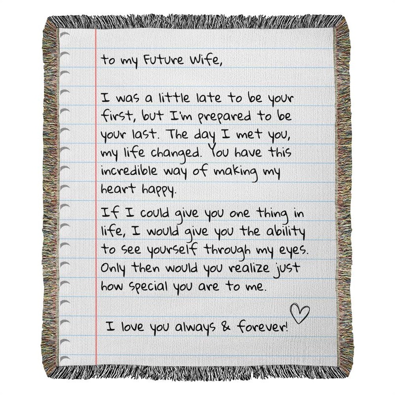To My Future Wife  – Woven Giant Love Letter Blanket (100% Cotton Yarn) SS503B
