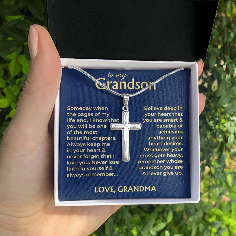 To My Grandson – Artisan-Crafted Cross with Message Card – Gift Set – SS564
