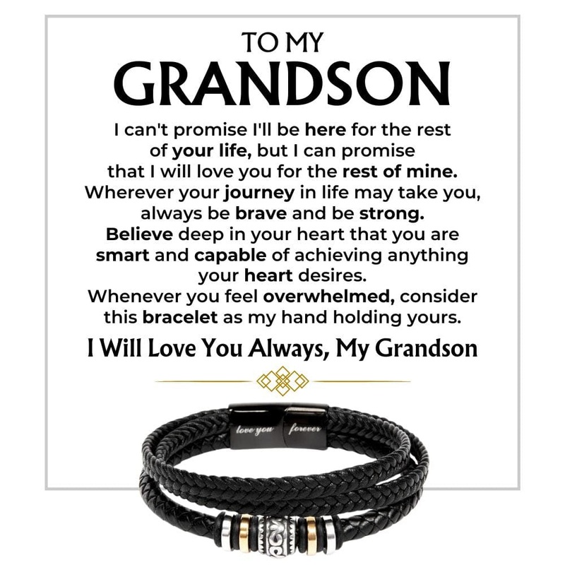 To My Grandson | Braided Leather Bracelet Gift Set – SS585