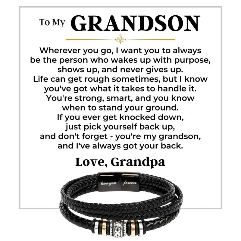 To My Grandson | Braided Leather Bracelet Gift Set – SS611