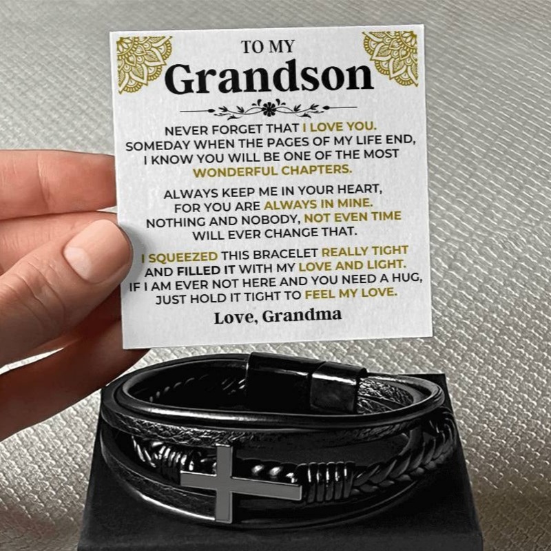 To My Grandson | Cross Braided Bracelet Gift Set – SS514B