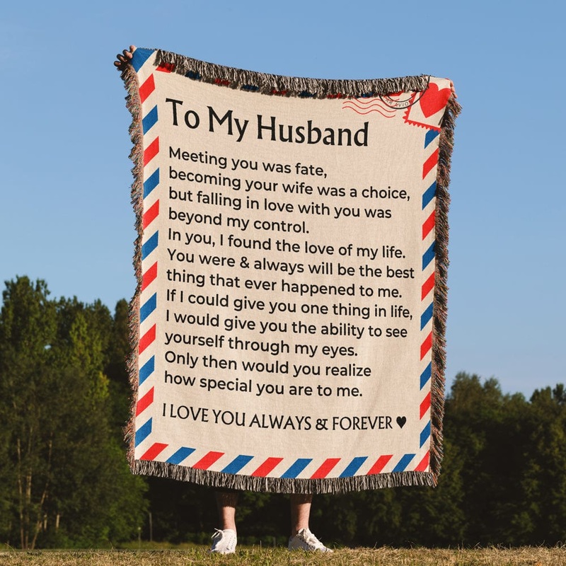 To My Husband – Giant Love Letter – 100% Cotton – Woven Blanket – WB09