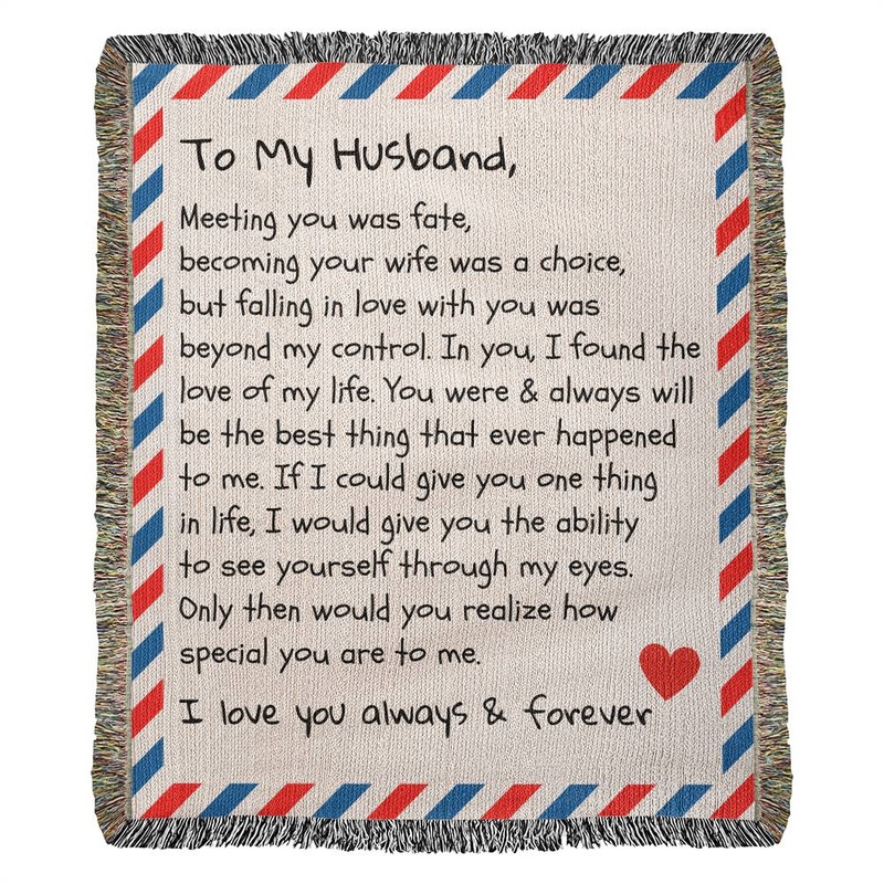 To My Husband – Giant Love Letter – Premium Woven Blanket- WB01