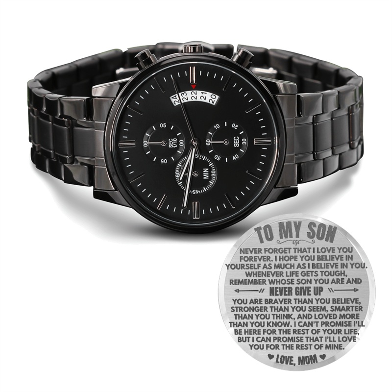 To My Son – Love, Mom – Engraved Chronograph Watch – SS492M
