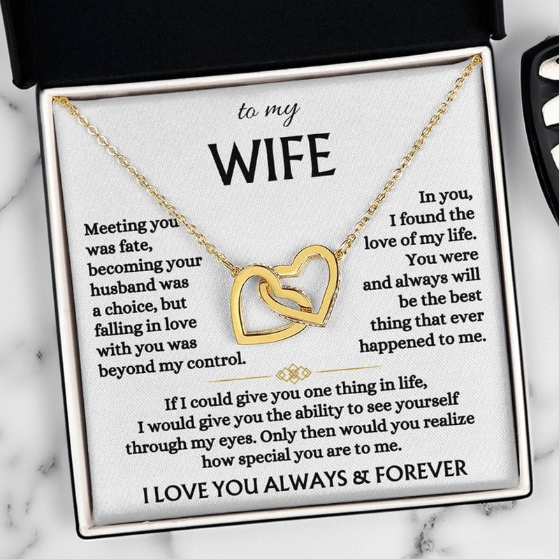 To My Wife – 18k Interlocked-Hearts Necklace Gift Set – SS568V3