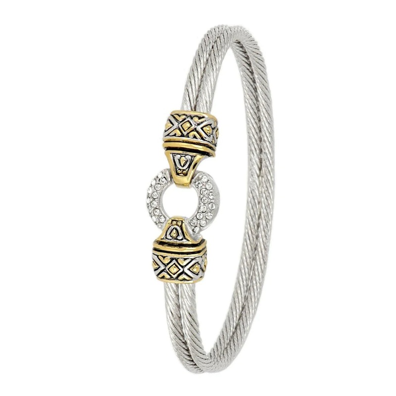 John Medeiros Antiqua Pav Circle Double Wire Bracelet