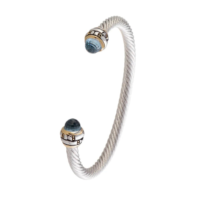 John Medeiros Canias Cor Collection Medium Wire Cuff Bracelet in Aqua