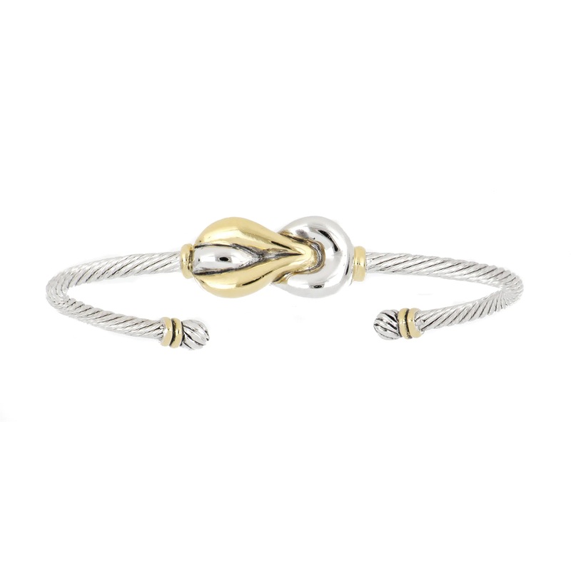 John Medeiros Celebration Petite Pav Interlocking Infinity Symbol Wire Cuff Bracelet