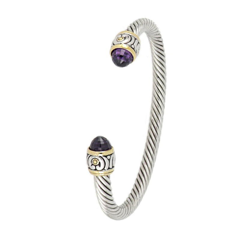 John Medeiros Nouveau Small Wire Cuff Bracelet in Amethyst