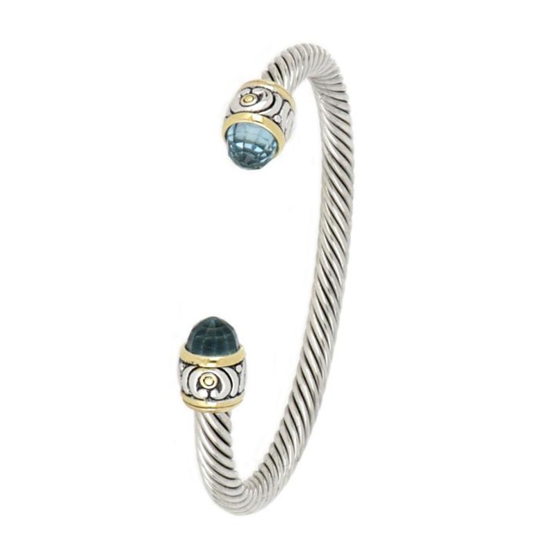 John Medeiros Nouveau Small Wire Cuff Bracelet in Aqua