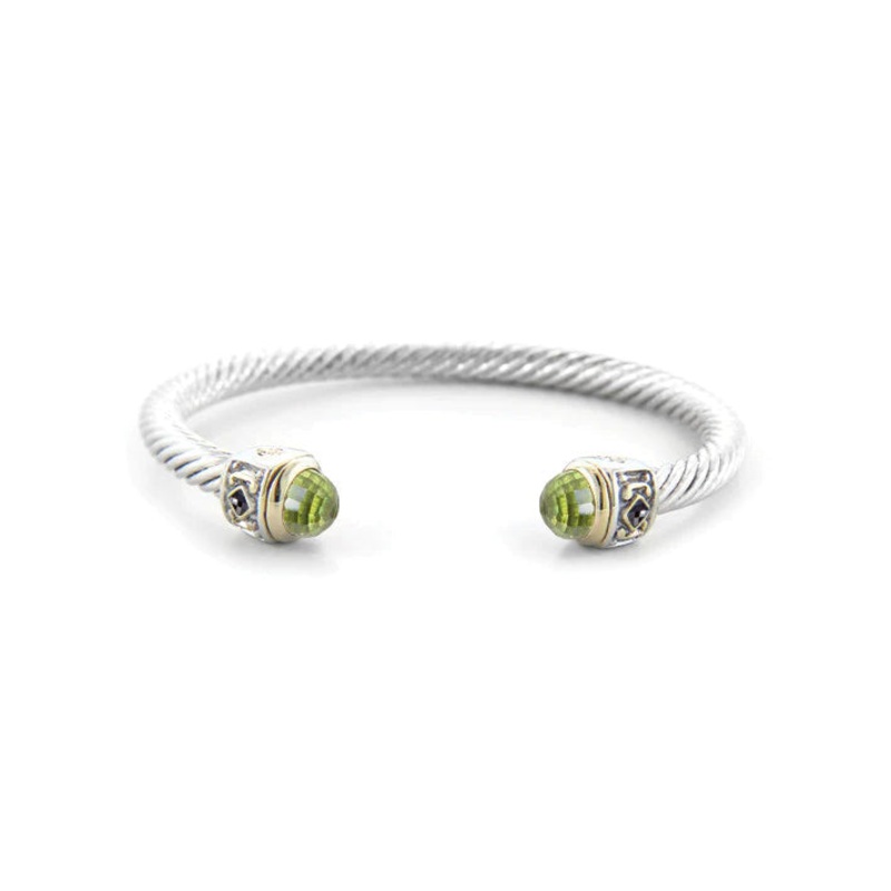 John Medeiros Nouveau Small Wire Cuff with Accent Stone in Peridot