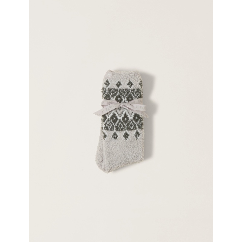 Barefoot Dreams CozyChic Fair Isle Socks in Malibu Mist Multi