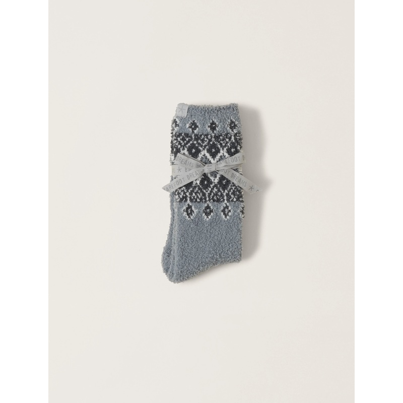 Barefoot Dreams CozyChic Fair Isle Socks in Moonbeam Multi