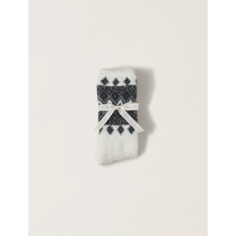 Barefoot Dreams CozyChic Fair Isle Socks in Pearl Multi