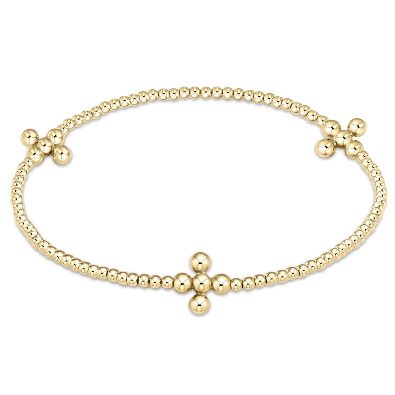 Enewton signature cross gold pattern 2mm bead bracelet – classic beaded signature cross gold – 3mm bead gold