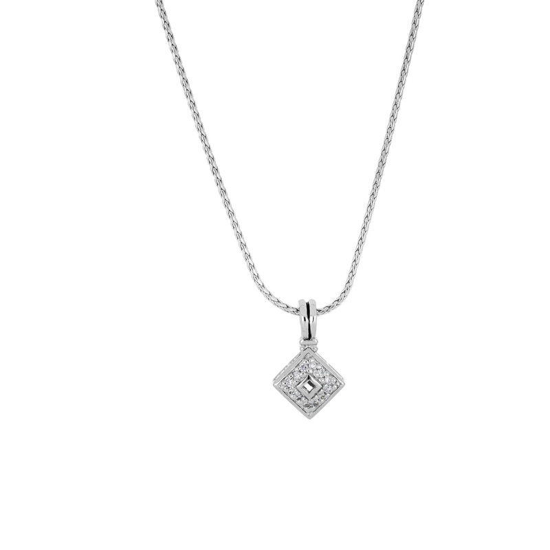 John Medeiros Celebration Collection Diamond Shaped Pav Pendant Necklace 16-18