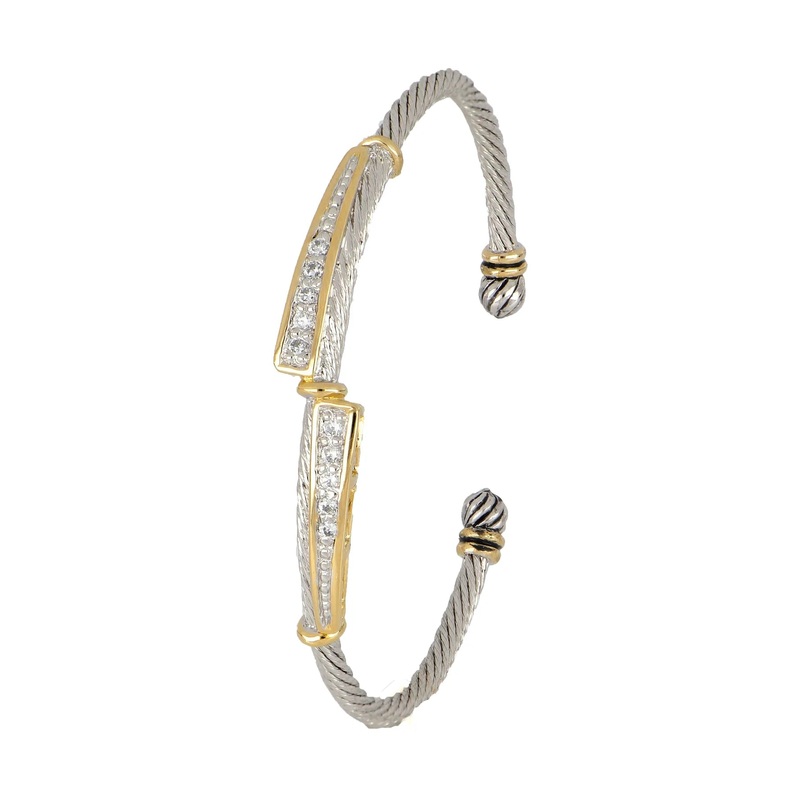John Medeiros Celebration Petite Pav Dual Channel Wire Cuff Bracelet