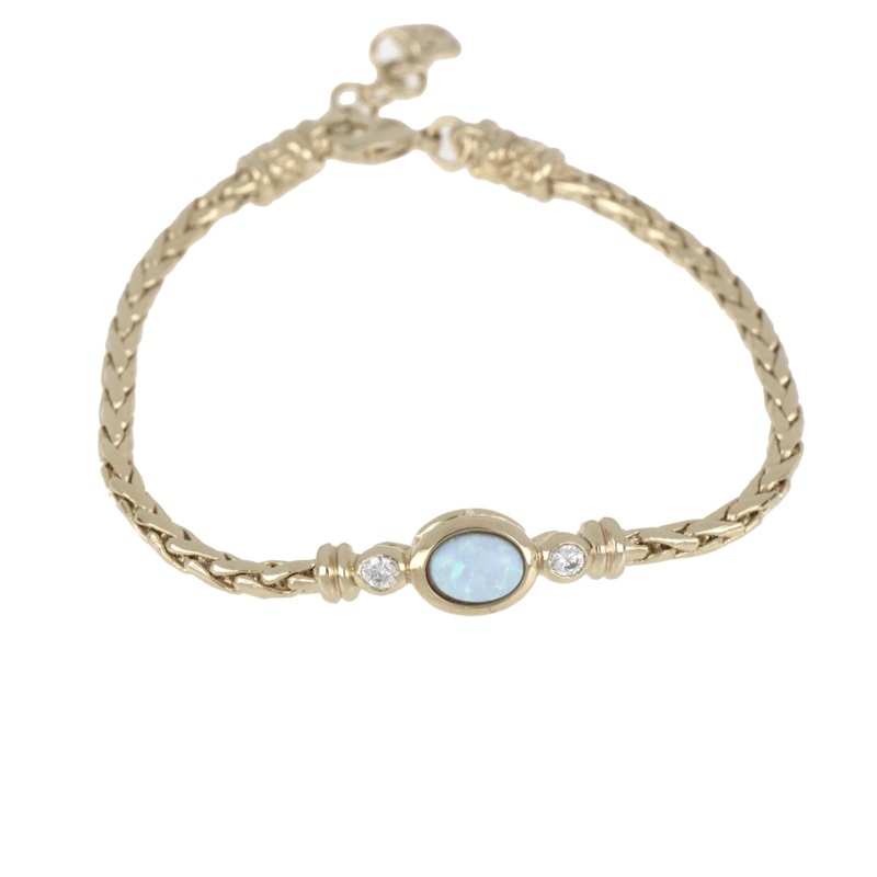 John Medeiros Opalas do Mar Collection – Single Strand Blue Oval Opal CZ Bracelet