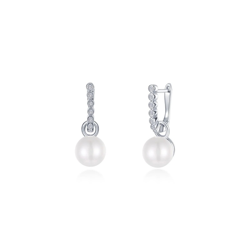 Lafonn Cultured Freshwater Pearl Charm Huggie Earrings