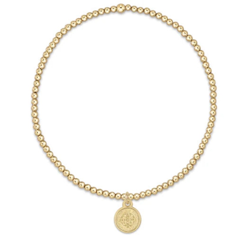 classic gold 2mm bead bracelet – blessing small gold disc