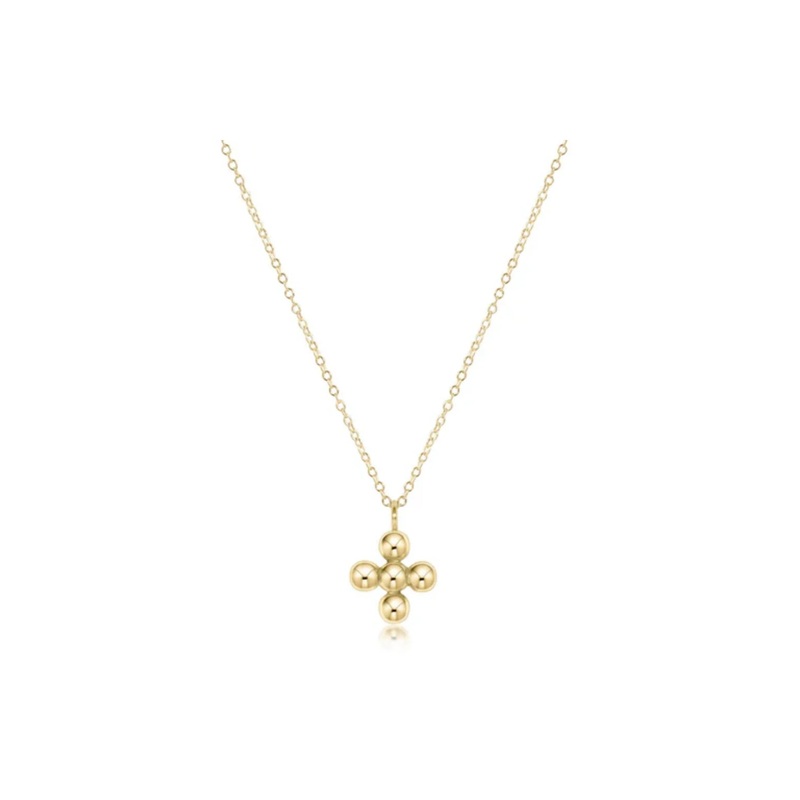 enewton 16 Necklace Gold Classic Beaded Signature Cross Gold Charm 4MM Bead