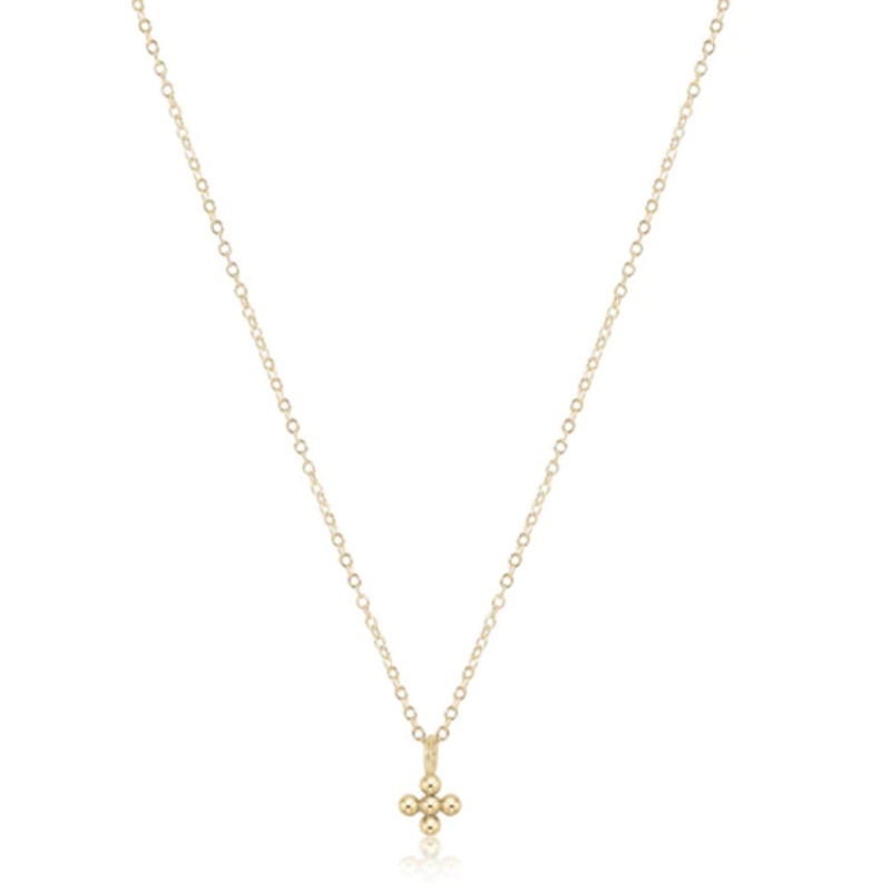 enewton 16 Necklace Gold – Classic Beaded Signature Cross Small Gold Charm