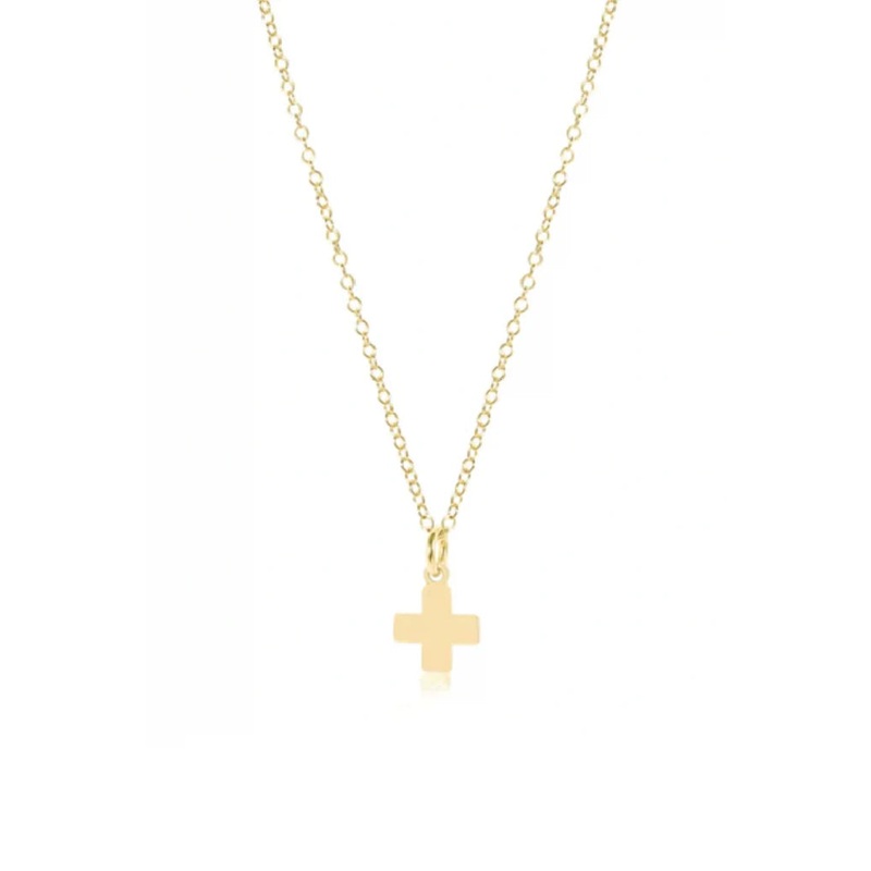 enewton: 16 Necklace Gold- Signature Cross Gold Charm