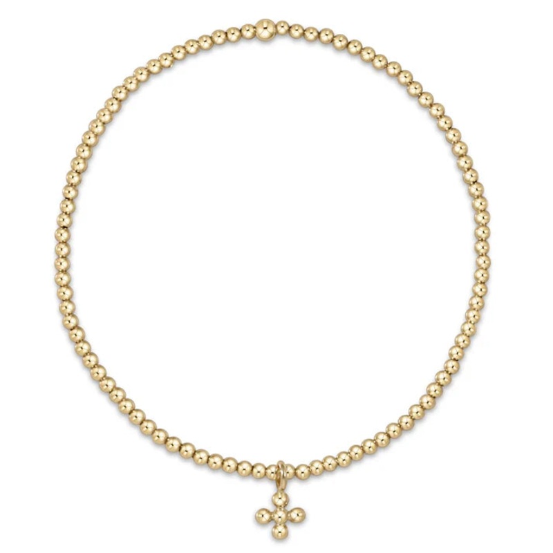 enewton 6.25 Classic Gold 2mm Bead Bracelet – Classic Beaded Signature Cross Small Gold Charm