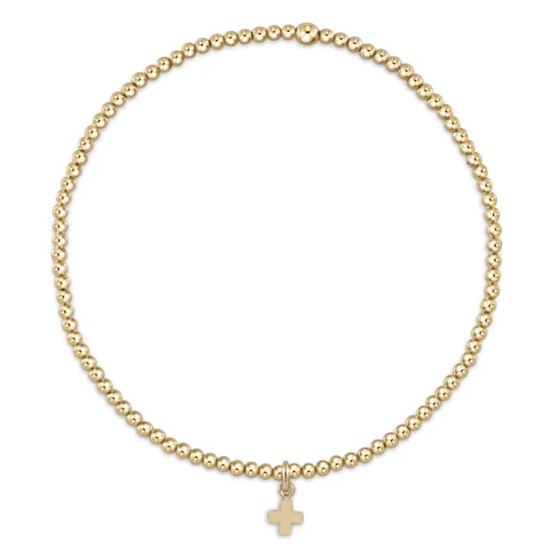 enewton 6.25 Classic Gold 2mm Bead Bracelet – Signature Cross Small Gold Charm