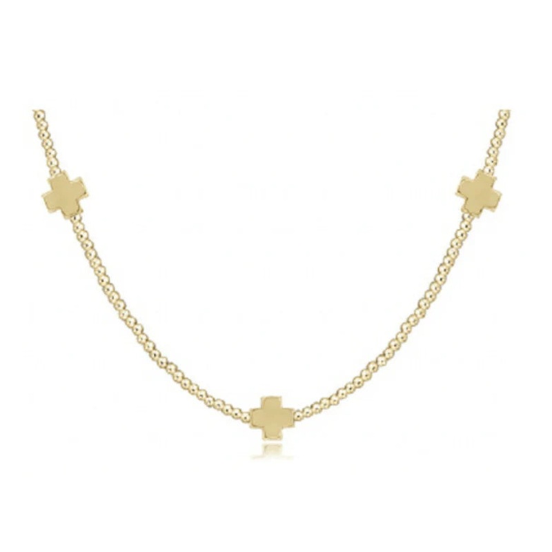 Enewton – choker signature cross gold – 2mm bead – Signature Cross Gold
