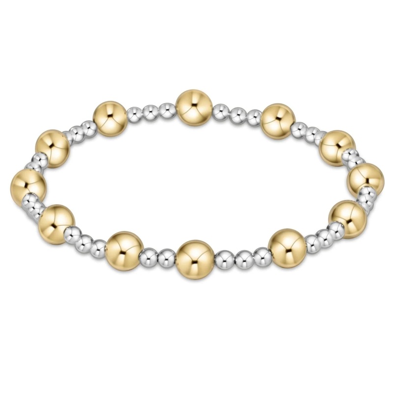 enewton: Classic Sincerity Pattern 6mm Bead Bracelet- Mixed Metal