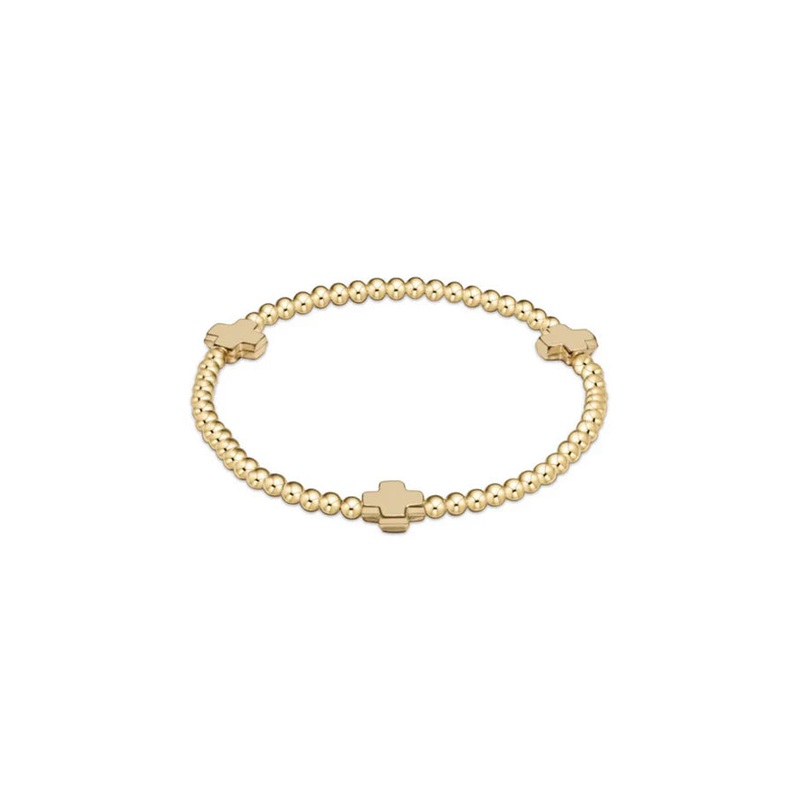 Enewton Extends- Signature Cross Gold Pattern 3mm Bead Bracelet- Gold