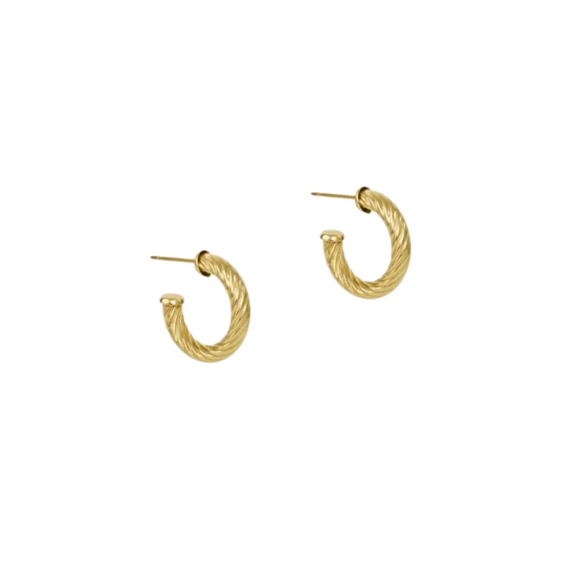 Enewton Round Gold 0.5 Post Hoop- 4mm- Textured Twist