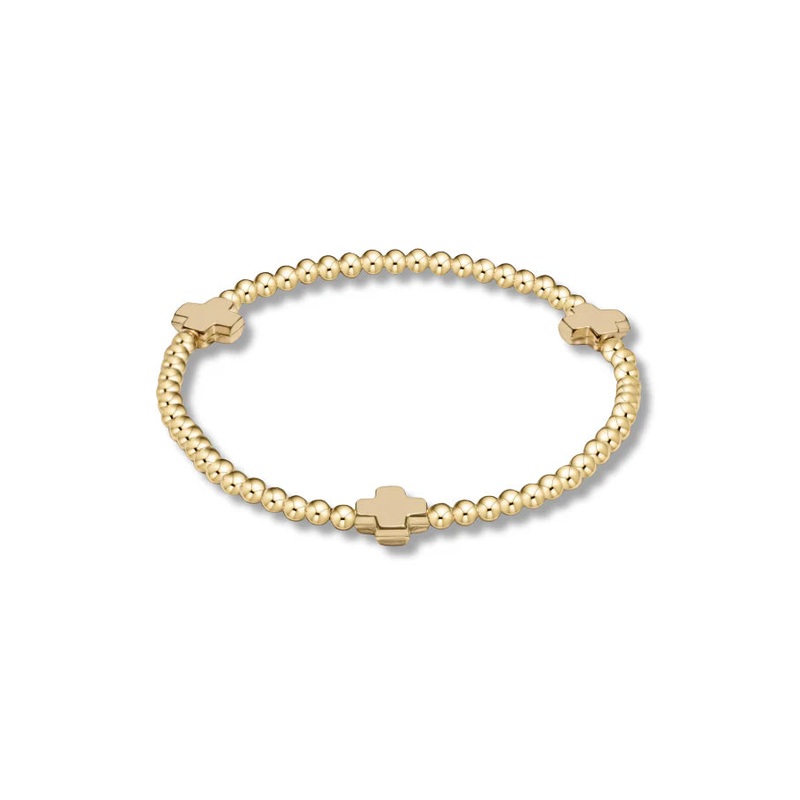 Enewton Signature Cross Gold Pattern 3mm Bead Bracelet-Gold