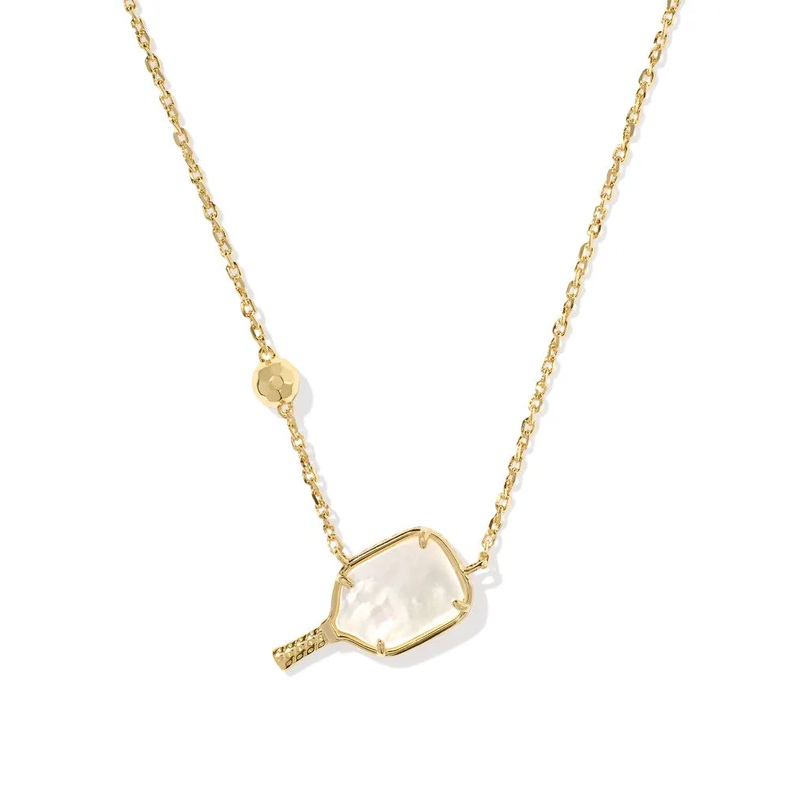 Kendra Scott Pickleball Short Pendant Necklace in Gold Ivory Mother of Pearl