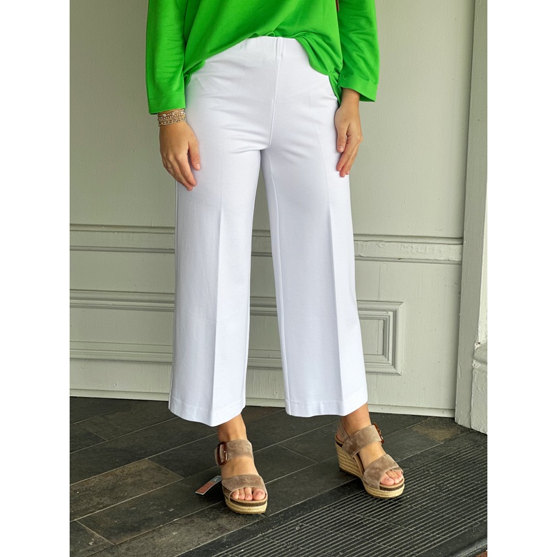 Multiples Elastic No Waist Wide Leg Pant in White