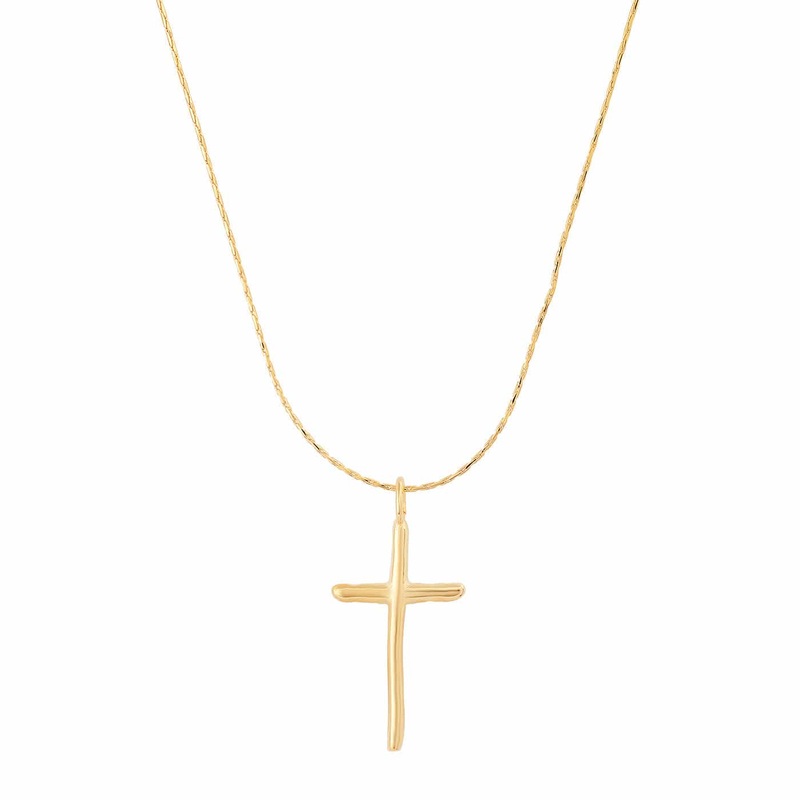 Organic Gold Cross Necklace