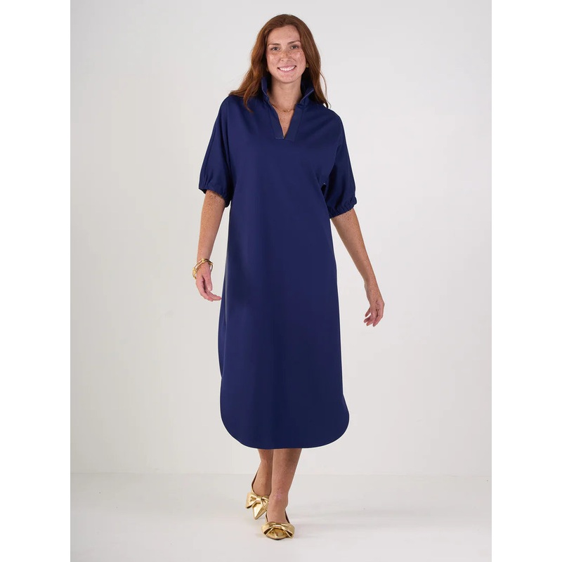 Emily Mccarthy Poppy Caftan in Navy Ponte