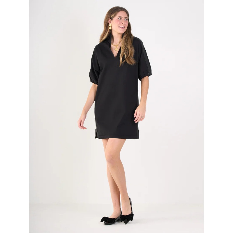 Emily Mccarthy Poppy Dress in Black Cotton Poplin